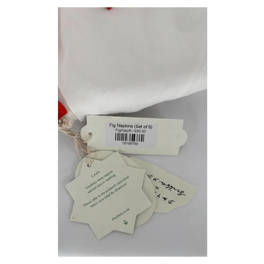 Daydress x Scribble And Daub Set Of 6 Fig Napkins Cobalt Blue New Cotton